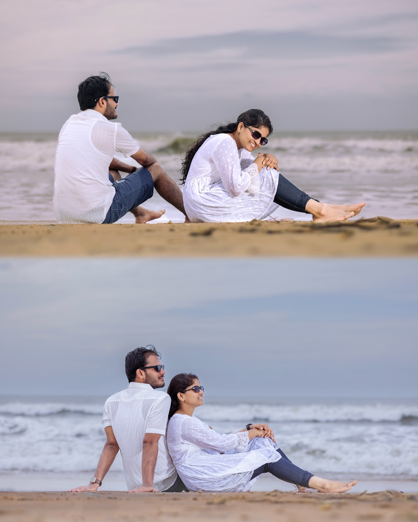 Couple sharing quiet moments on a beach by NAG Photography